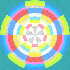 Obraz premium Bright Colorful abstract concentric circle background. playful bullseye pattern . retro halftone color style.
