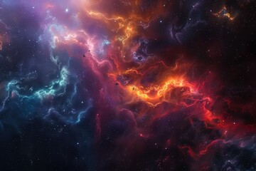 Cosmic Nebula with Swirling Gaseous Clouds and Stars