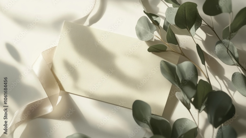 Poster a simple and elegant scene with a white envelope resting on a white table, perfect for adding to you