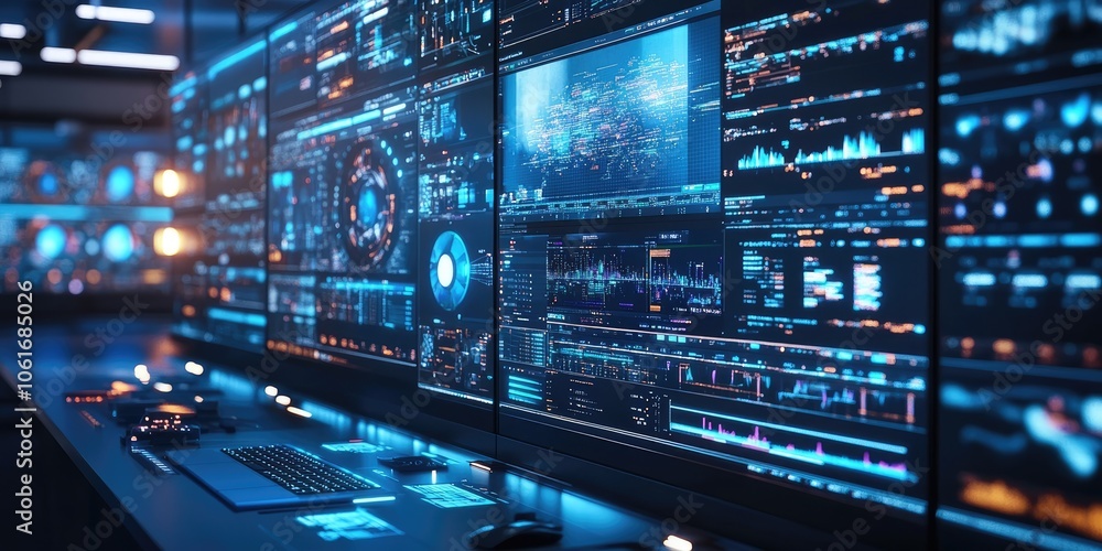Leinwandbilder A futuristic media content production suite with high-tech tools for seamless creation and editing of multimedia content.
