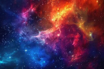 Colorful Nebula with Stars and Cosmic Dust