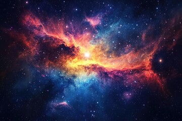 A Colorful Nebula with Stars in the Cosmos