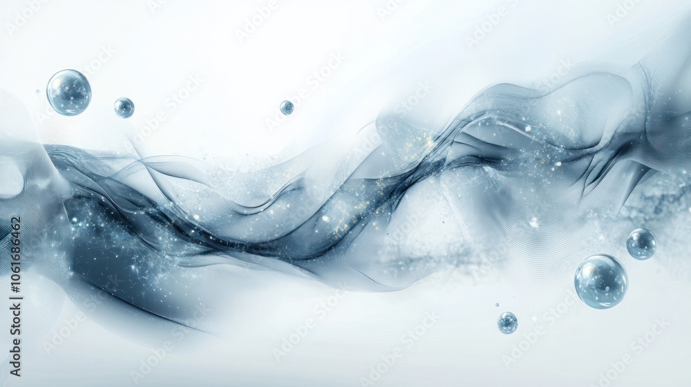 Aufkleber a surreal quantum waterfall concept with digital elements and glowing orbs flowing in cascading laye