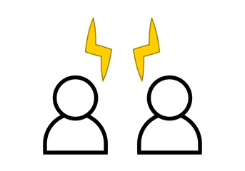 Icono negro de perfil de usuario con rayos representando enfado