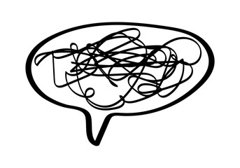 Icono negro de bocadillo de hablar con garabato de confusión