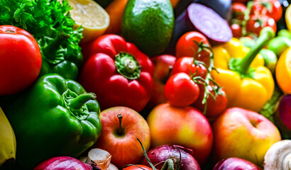 Fresh raw vegetables and fruits
