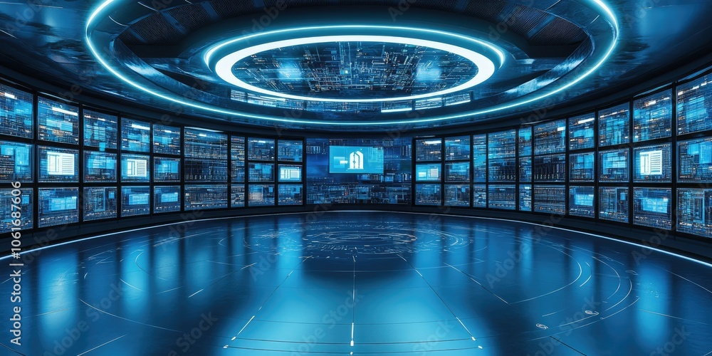 Aufkleber A high-tech network operations center using advanced monitoring tools to ensure seamless data transmission and security.