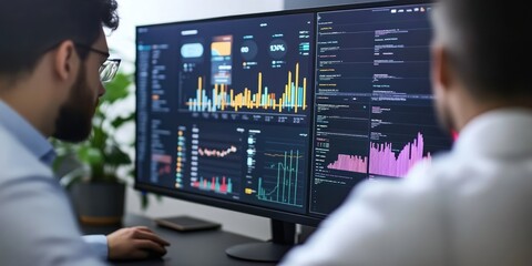 An IT professional monitors a network security dashboard, displaying encryption levels and alerts, focusing on safeguarding data, with no people visible.