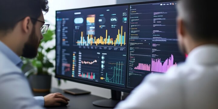 An IT professional monitors a network security dashboard, displaying encryption levels and alerts, focusing on safeguarding data, with no people visible.