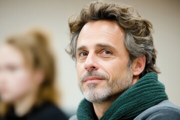 Obraz premium Middle-Aged Education Advisor in Profile View