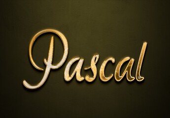 Old gold text effect of name Pascal with 3D glossy style Mockup.
