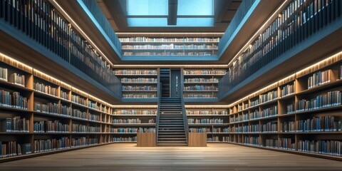 Fototapeta premium An innovative knowledge library featuring AI-enhanced search tools for quick access to resources.