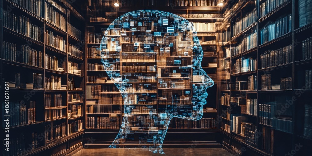 Aufkleber An innovative knowledge library featuring AI-enhanced search tools for quick access to resources.