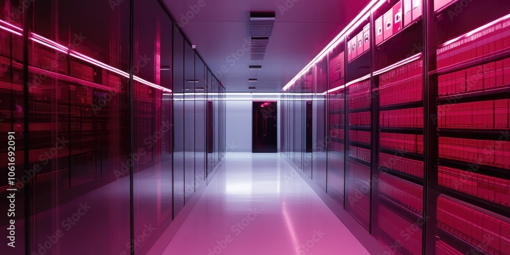 Aufkleber An advanced digital archive room with automated systems for efficient data storage and retrieval.