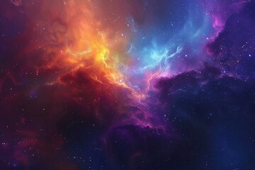 Cosmic Nebula with Vibrant Colors and Stars