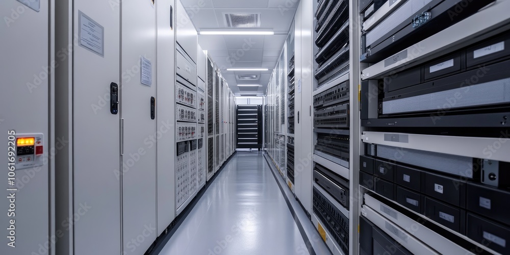 Aufkleber An advanced digital archive room with automated systems for efficient data storage and retrieval.