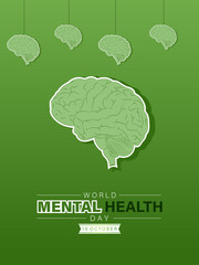 Mental health day, suitable for mental health day celebration. flat vertical template design vector illustration.