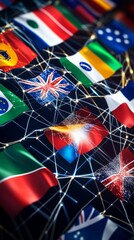 Fototapeta premium Digital Flags of the World, Digital Diplomacy and International Relations