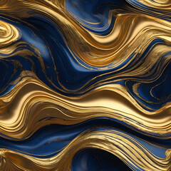 Gold and dark blue marble pattern, flowing pattern, giving a luxurious and dimensional feeling.