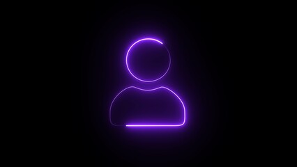 Glowing neon light people icon illustration. Secure login to user account.