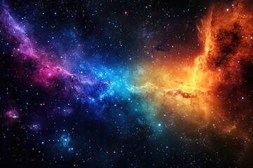 Cosmic Nebula with Multicolored Gaseous Clouds and Stars
