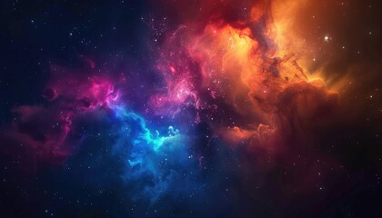 Naklejka premium Cosmic Nebula with Vibrant Colors and Scattered Stars