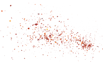 Spicy chili red pepper flakes, chopped, milled dry paprika pile isolated on white, clipping