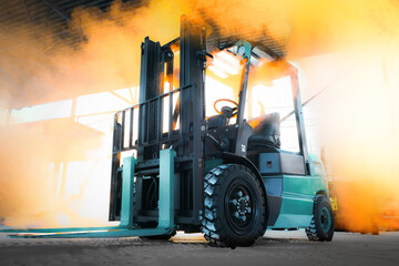 Diesel forklift, work with cargo in warehouses and cargo terminals.