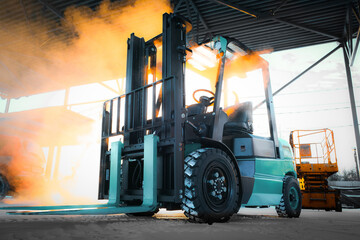 Diesel forklift, work with cargo in warehouses and cargo terminals.