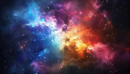 A Cosmic Nebula with Vibrant Colors and Scattered Stars