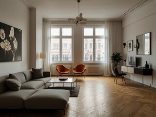 Fototapeta premium beautiful apartment, interior beautiful room interior decoration