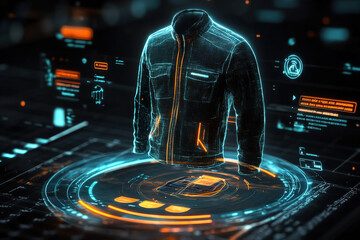 Futuristic 3D Holographic Jacket Design Interface