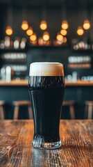 Guinness Stout in Rustic Pub

A thick, dark Guinness with creamy foam head in a dimly lit pub setting, adding depth with wooden tables and rustic decor.