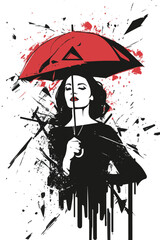 girl with umbrella and close eyes image