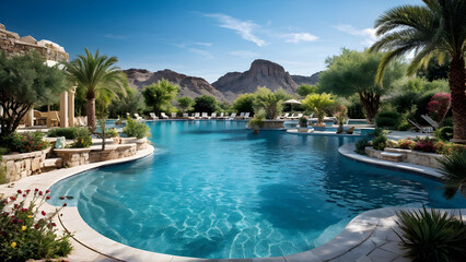 swimming pool in hotel, generative ai