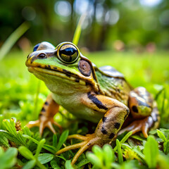 Naklejka premium frog on grass
