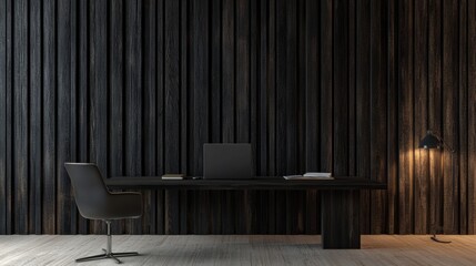 Dark Wooden Desk Interior.