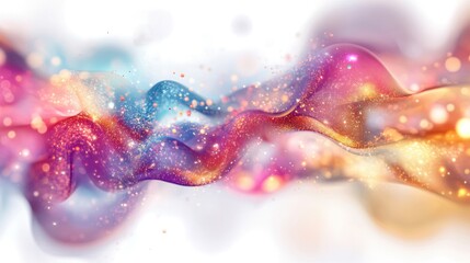 An ethereal arrangement of swirling, colorful particles representing quantum waves