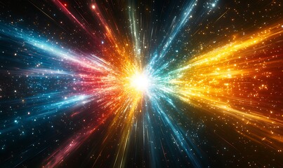 Fototapeta premium A vibrant explosion of colors representing cosmic energy and stellar phenomena.