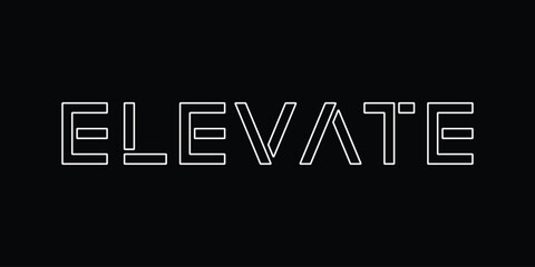 Typography Elevate, Line Art Elevate Text Logo Design.