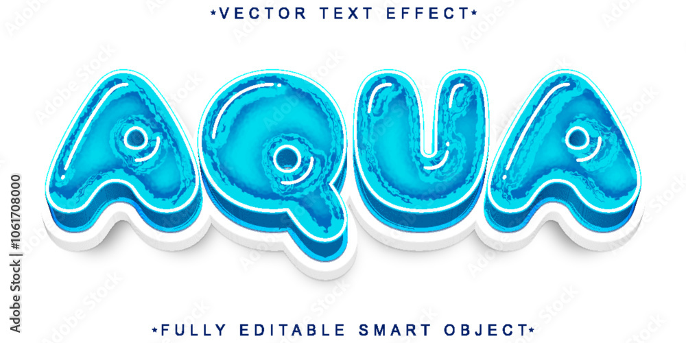 Poster cartoon aqua vector fully editable smart object text effect
