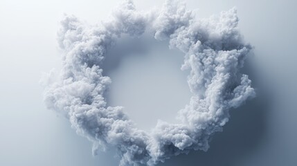 Fototapeta premium Abstract Smoke Ring White Cloud Frame Minimalist Design Graphic Element