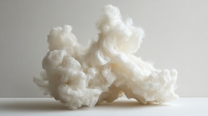 Abstract White Cotton Sculpture on White Background