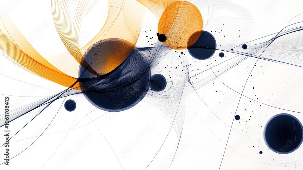 Poster an intricate display of geometric shapes and flowing lines symbolizing quantum entanglement,