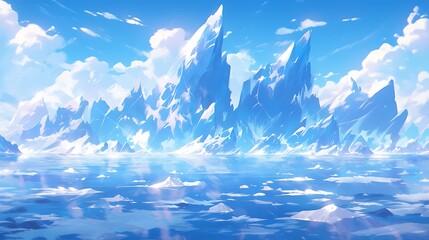 Iceberg, colorful anime style