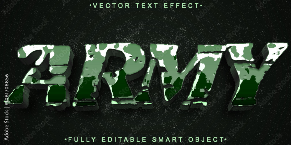 Poster gray camo army vector fully editable smart object text effect