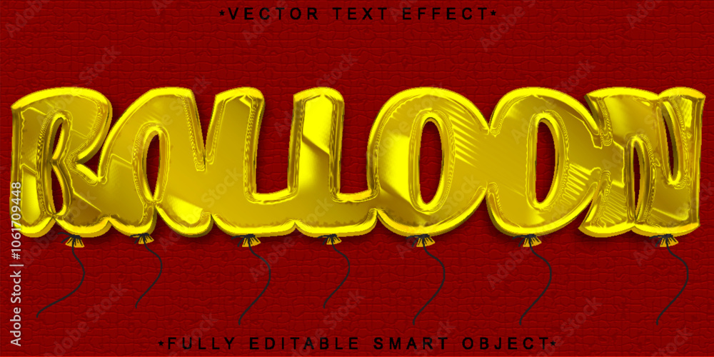 Poster golden balloon vector fully editable smart object text effect