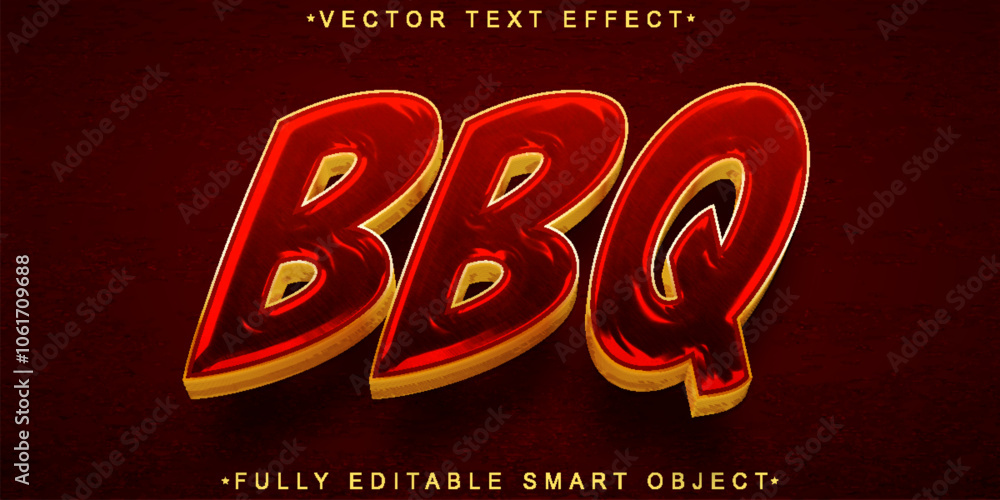 Poster red grill bbq vector fully editable smart object text effect