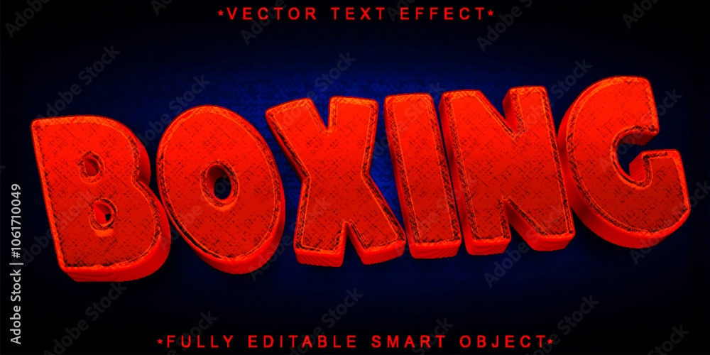 Poster red shiny fighter boxing vector fully editable smart object text effect