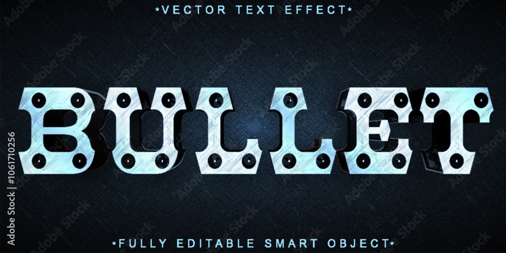 Poster bullet silver vector fully editable smart object text effect